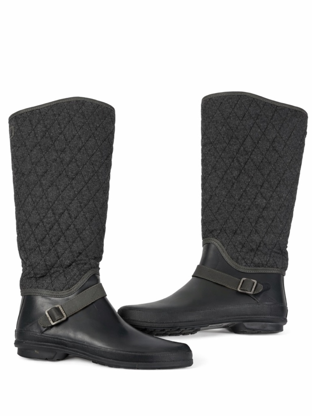 Sperry Top Sider Tall Gray Quilted Rubber Riding Boots Women’s Size 8
